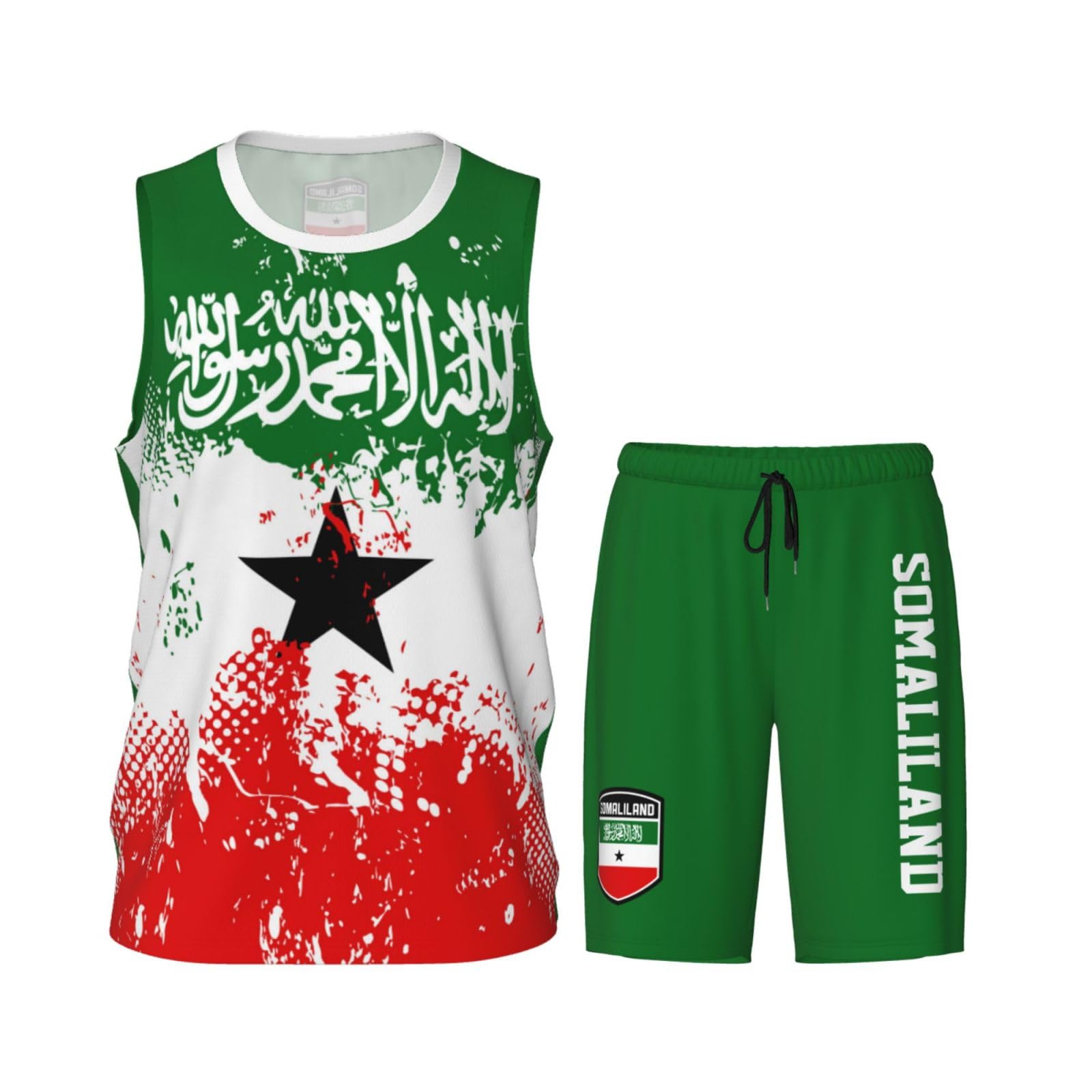 Somaliland Flag Grain (1) Basketball Jersey Uniform Suit for Men Adults Training Athletic Set