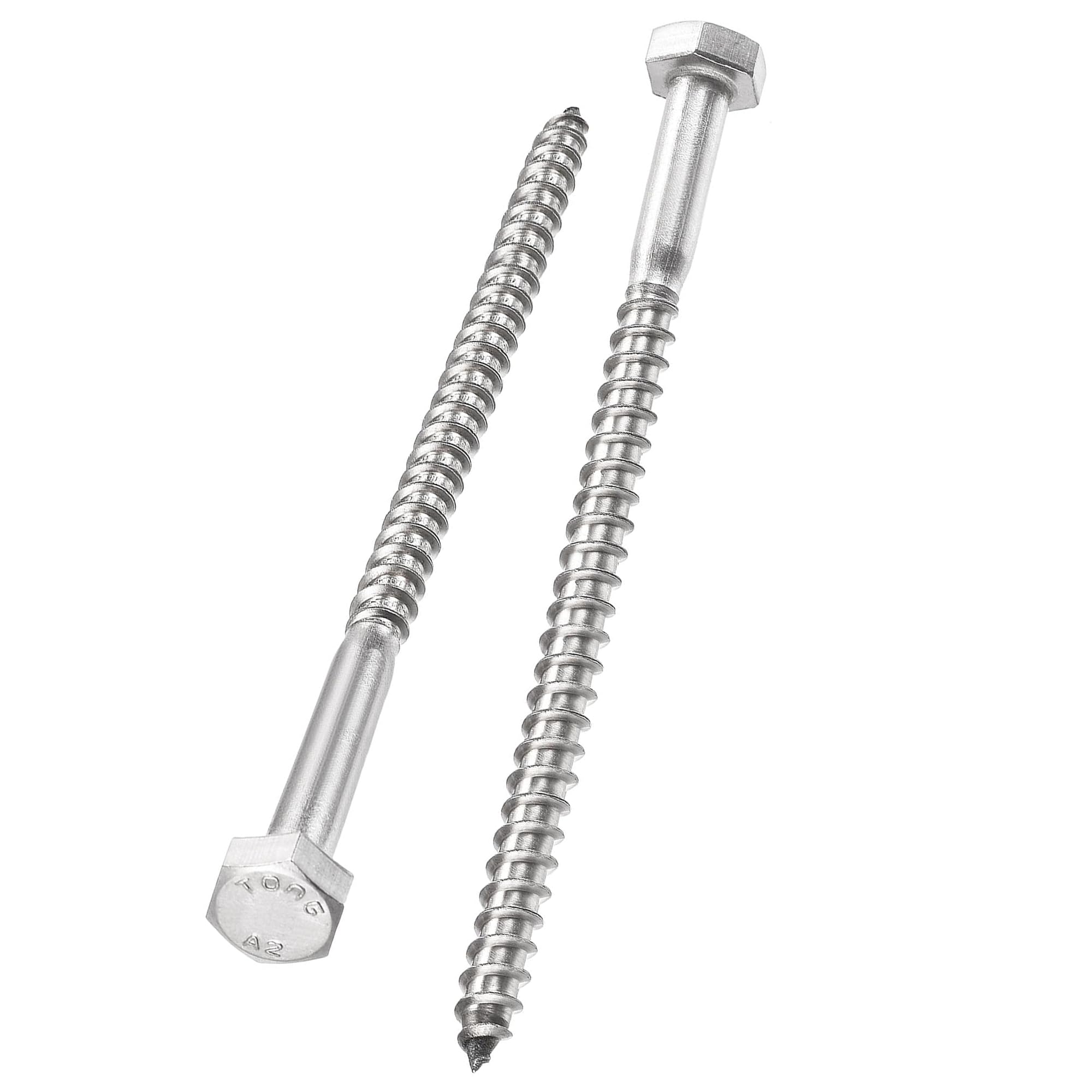 Unifizz 10 Pcs Hex Lag Screws, M6 x 100mm 304 Stainless Steel Wood Bolts