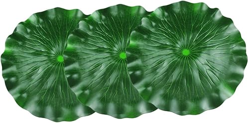 VOSAREA Hojas de loto artificiales, 3 piezas, regadera de hoja de loto simulada para interiores, plantas de aire sintéticas, decoración de follaje, disponible en Yaxa Peru