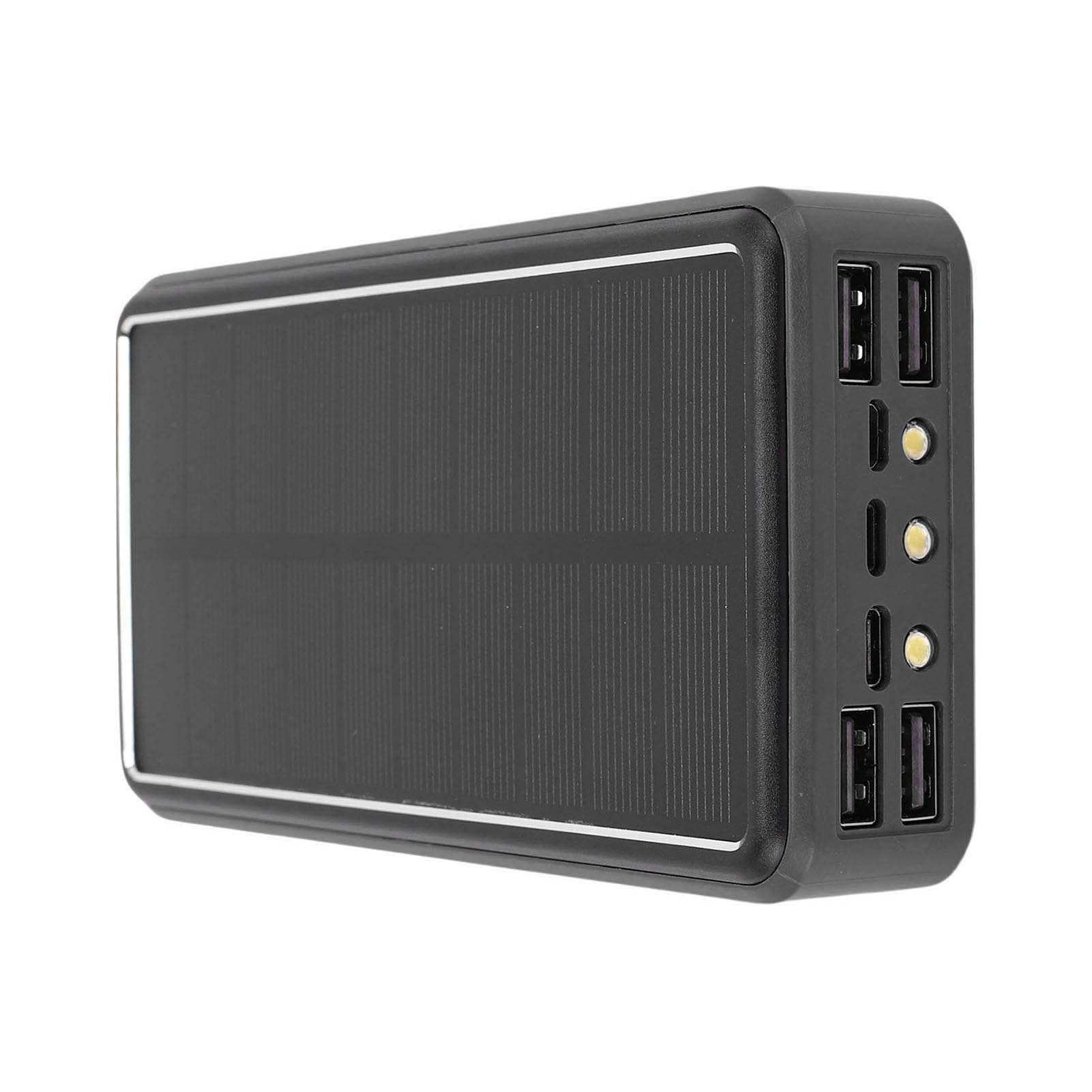 Banque D'énergie Solaire en Alliage D'aluminium, Chargeur USB 50000mAh avec Lumière LED pour Camping d'urgence, Portable (Noire)