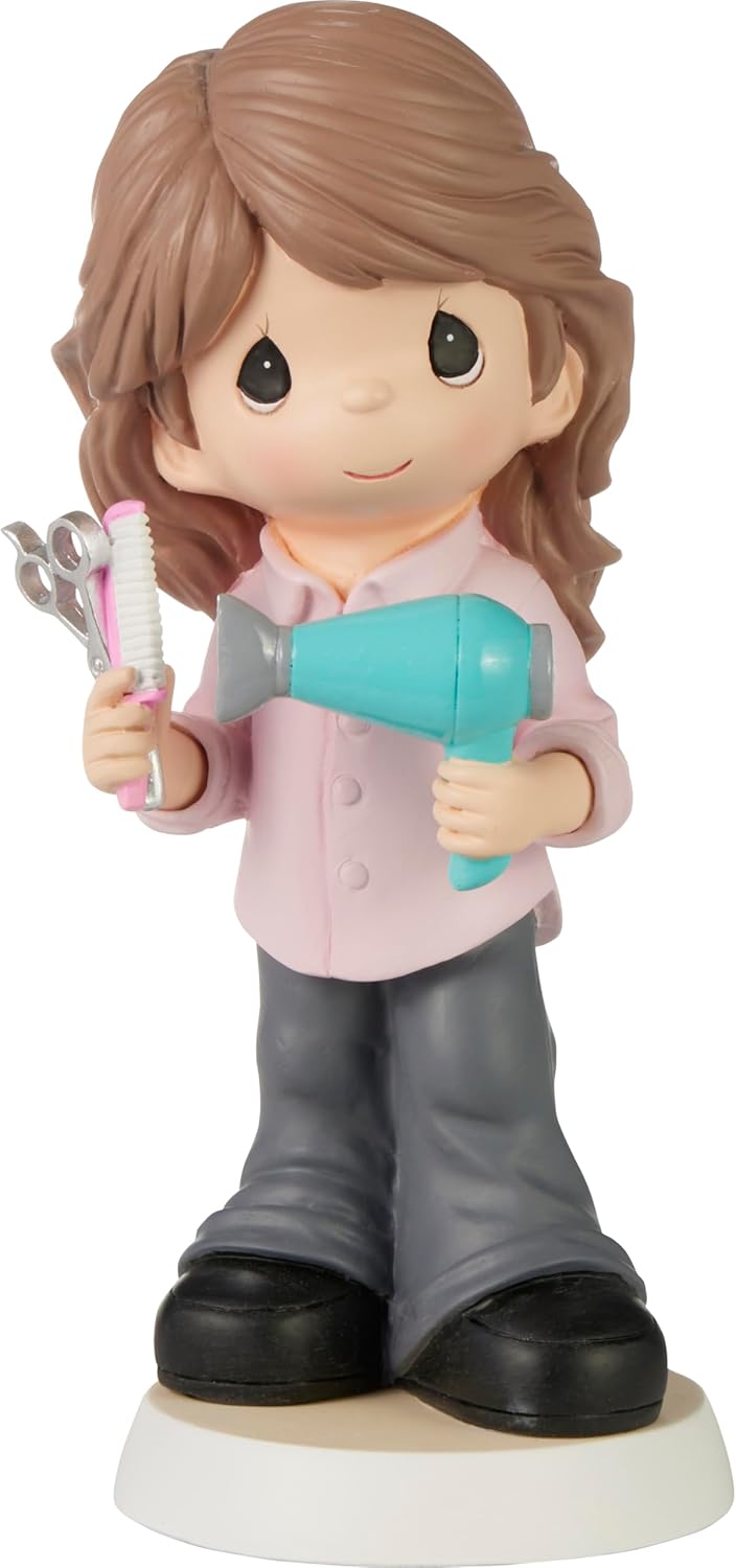 Hand-Painted Hair Stylist Resin Figurine with Tools