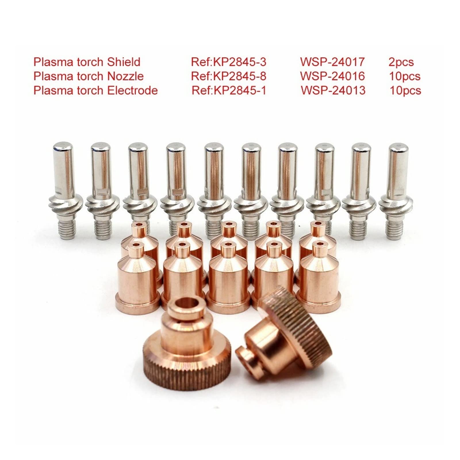 TONUSA yaoqijie Consumibles del soplete de Corte 22 Piezas Electrodo KP2845-1 KP2845-8 Plasma WSP-24013 WSP-24016 Herramienta Duradera Lasting