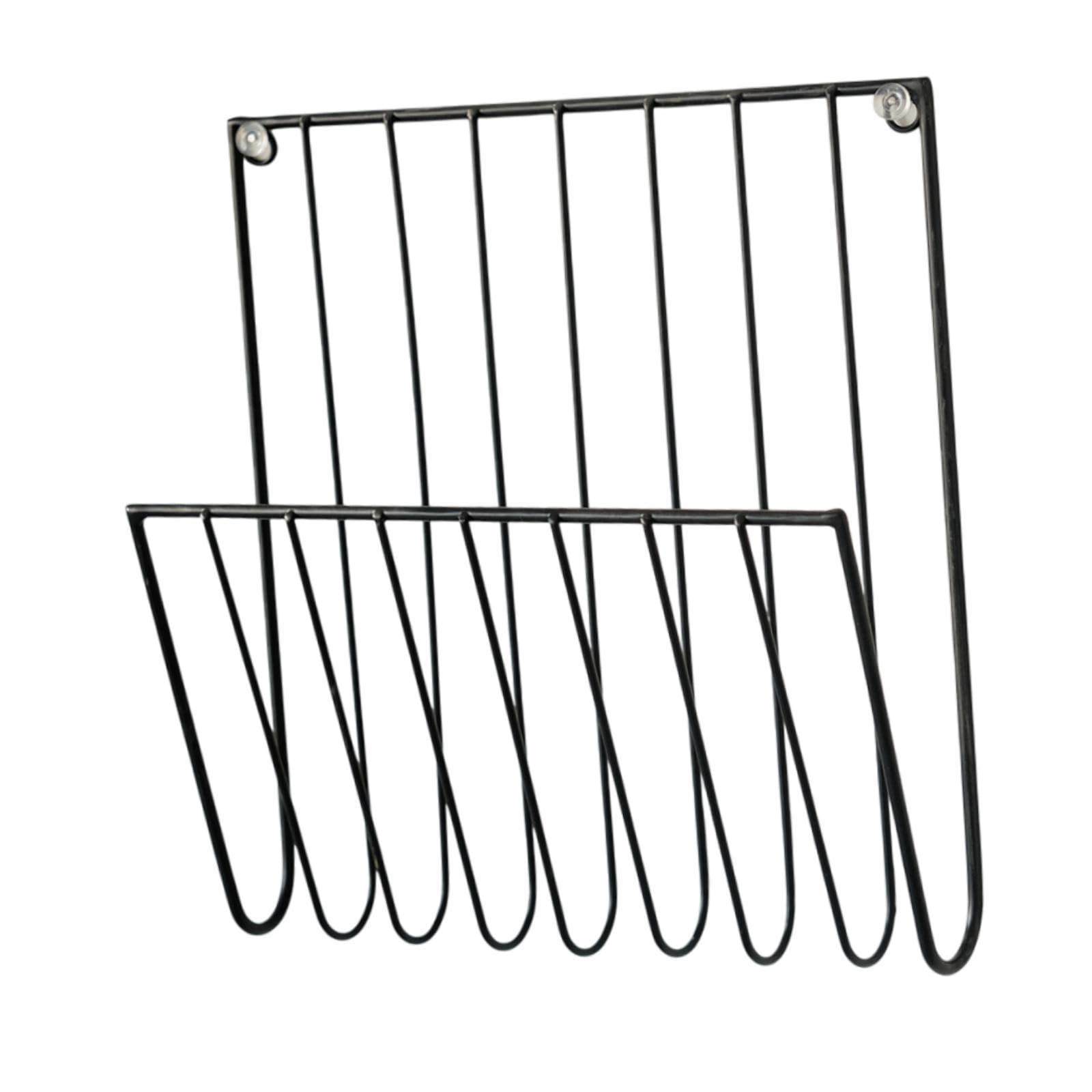 Magazine Rack Wall Mounted File Holder Office Home Decorative Iron Mail Organizer Newspaper Holder for Letters Folders Papers, Black