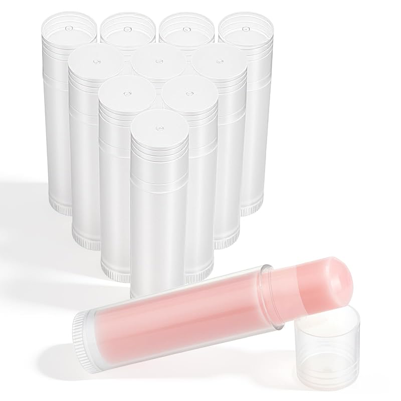 salbsever Tubos Vazios para Bálsamo Labial, 5 g, Plástico Transparente com Base Giratória, Pacote com 10