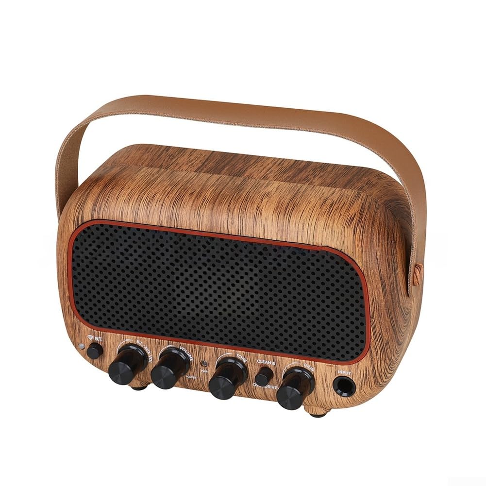 Tragbarer Lautsprecher, 5 W, Dual-Treiber, kabellos, Audio für Gitarre, Reisen, Camping, Outdoor, kompakte Größe (weiß)