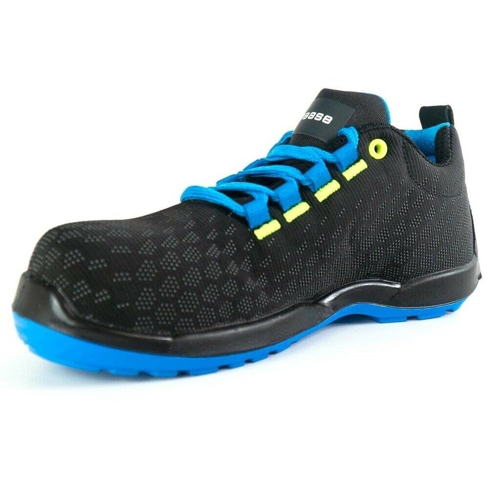 BASE Protection, Marathon ESD Safety Shoes for Men and Women, Black, Blue and Yellow, Size, Black Light Blue, 9 UK
