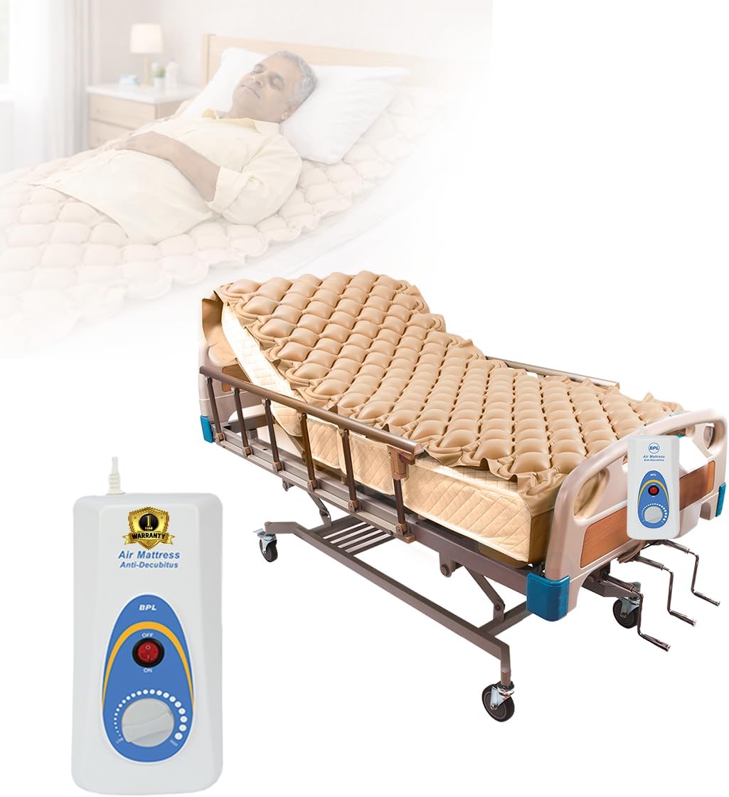 BPL Medical Technologies Air Mattress Therapy for Bed Sores Anti-Decubitus|Bubble Mattress| Anti-Bedsore Air Mattress with Compressor Inflatable Air Bed - Cream