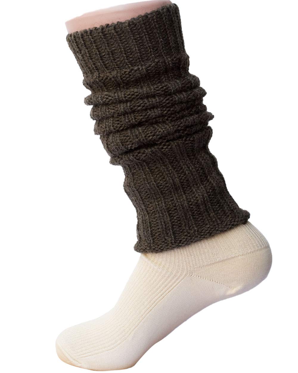 Hirsch Natur Unisex Brown Leg Warmers, 100% Wool (Controlled Organic Cultivation). - One Size