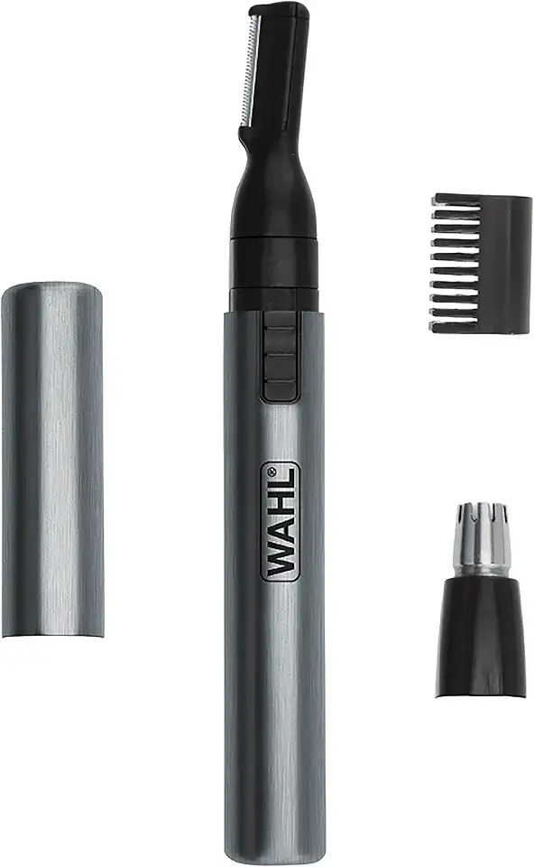 Wahl Micro Groomsman Battery Personal Trimmer for Hygienic Grooming with Rinseable, Interchangeable Heads for Eyebrows, Neckline, Nose, Ears, &amp; Other Detailing - 05640-600