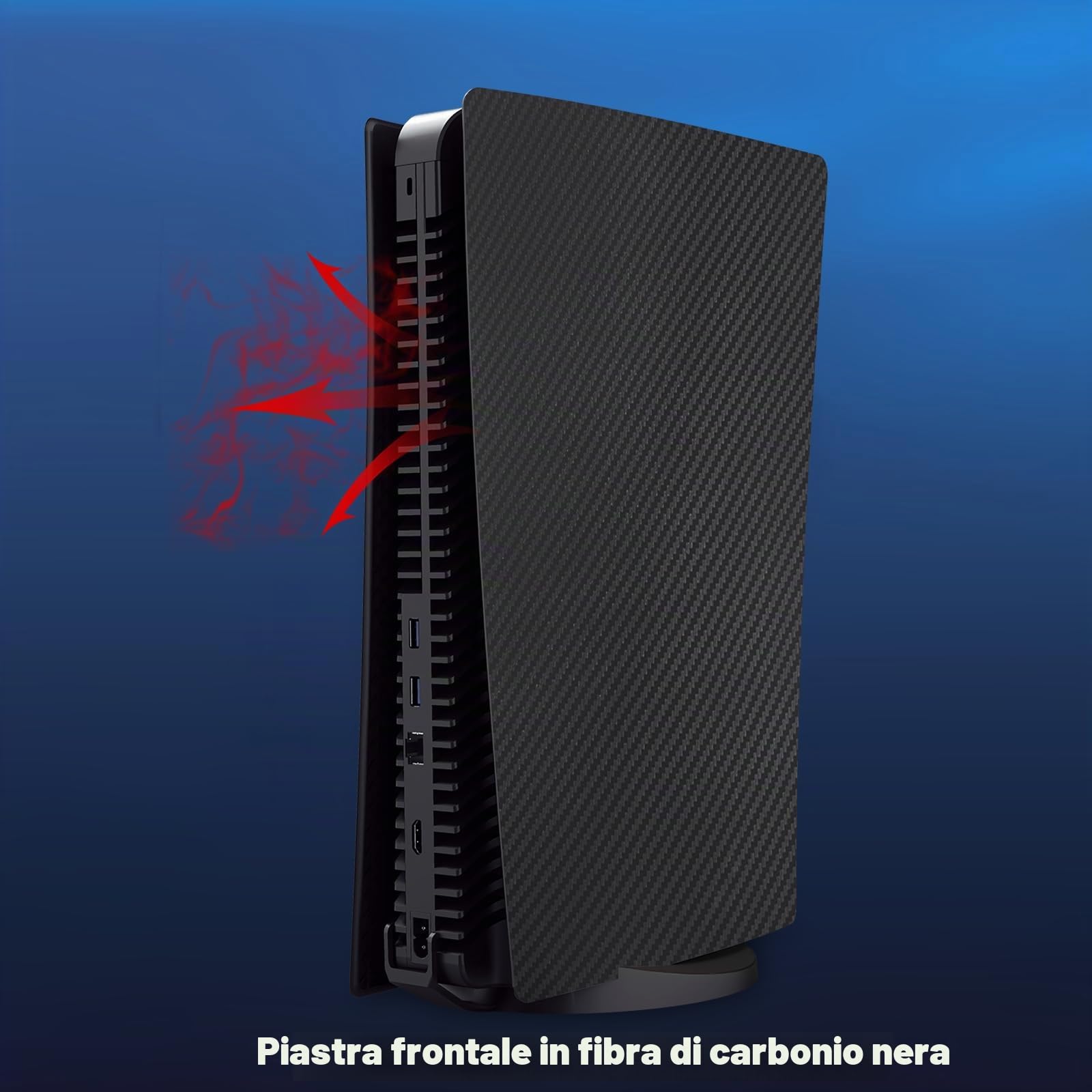 Placche di copertura per console PS5 Disc Edition, accessori per Playstation 5 (fibra di carbonio nero)