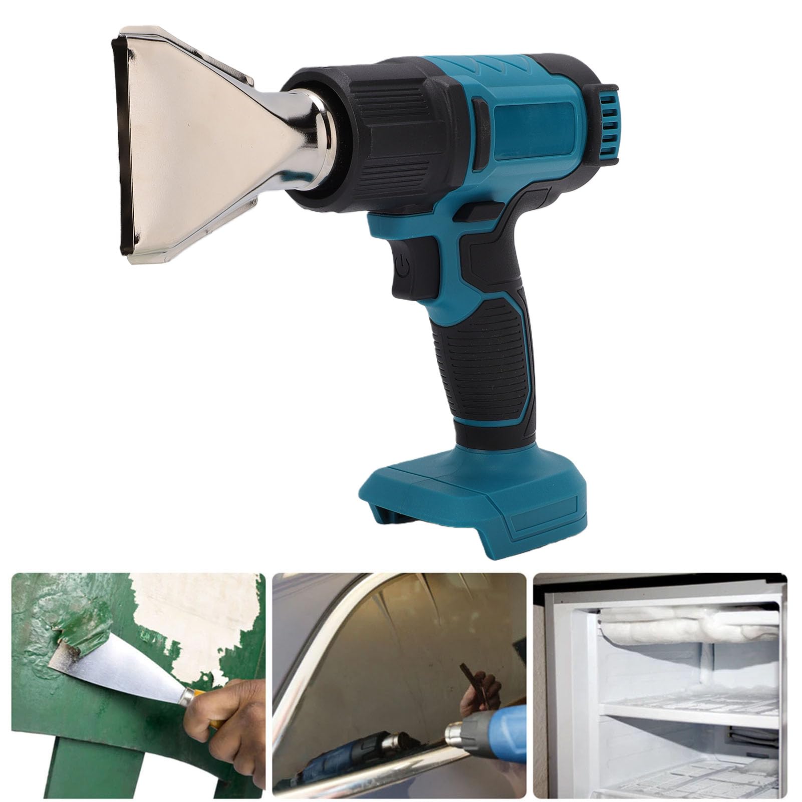 Eujgoov Pistola de Calor Inalámbrica para Batería de 18 V 122-1022 °F LCD Temp Ajustable | 5 configuraciones de flujo de aire, función de memoria guarda la última temperatura, bloqueo de seguridad para decapado de