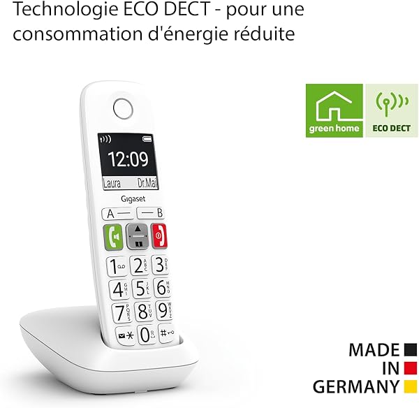 Gigaset E290 - téléphone sans fil pour seniors avec de larges touches, touches d'accès direct pour les numéros importants, fonction d'amplification pour un son extra fort, blanc - 5
