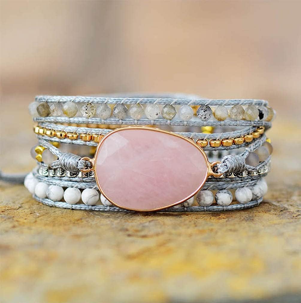 ZOSOJONA Women Wrap Bracelet Boho Natural Jasper Crystal Stone Beads Strand Bracelets
