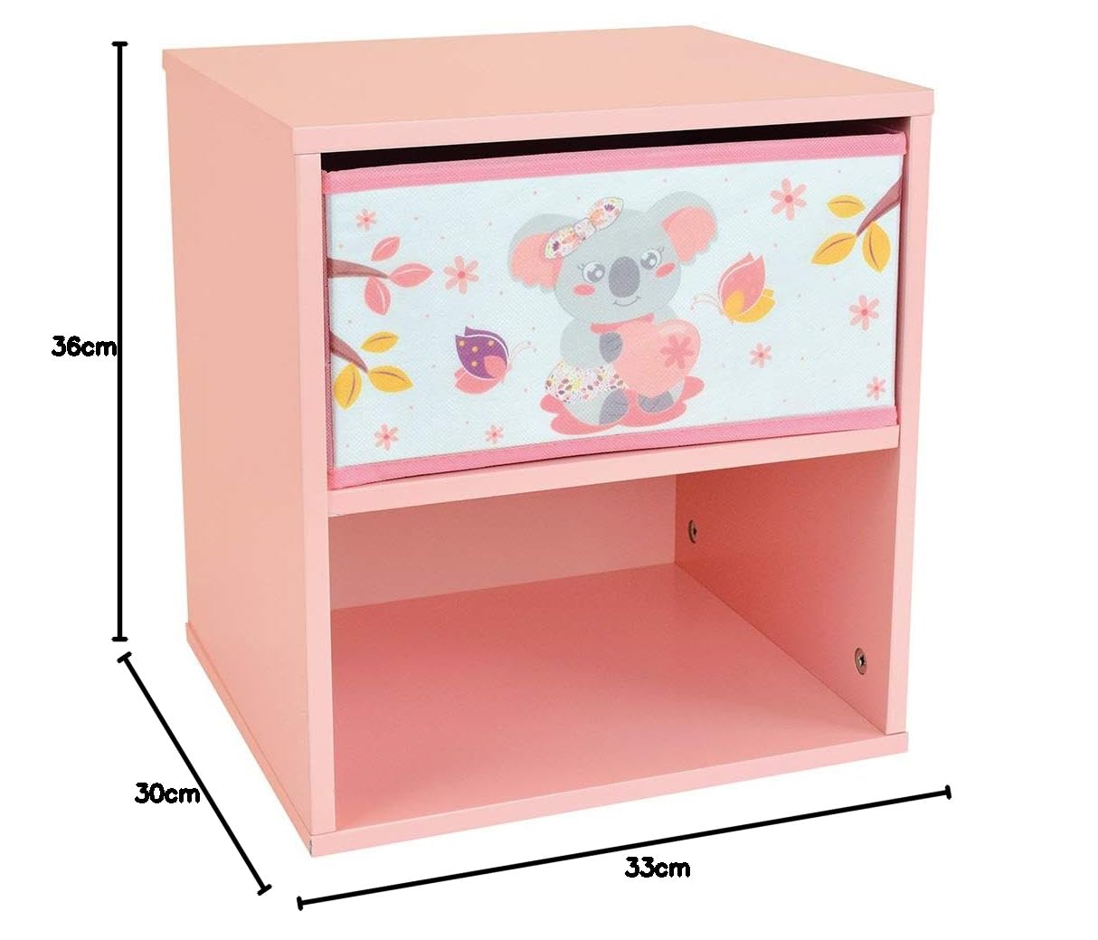 Fun House 713301 Cally Mimi Koala Chevet/Table de Nuit avec tiroir H.36 X L. 33 X P. 30 CM pour Enfant, Gris