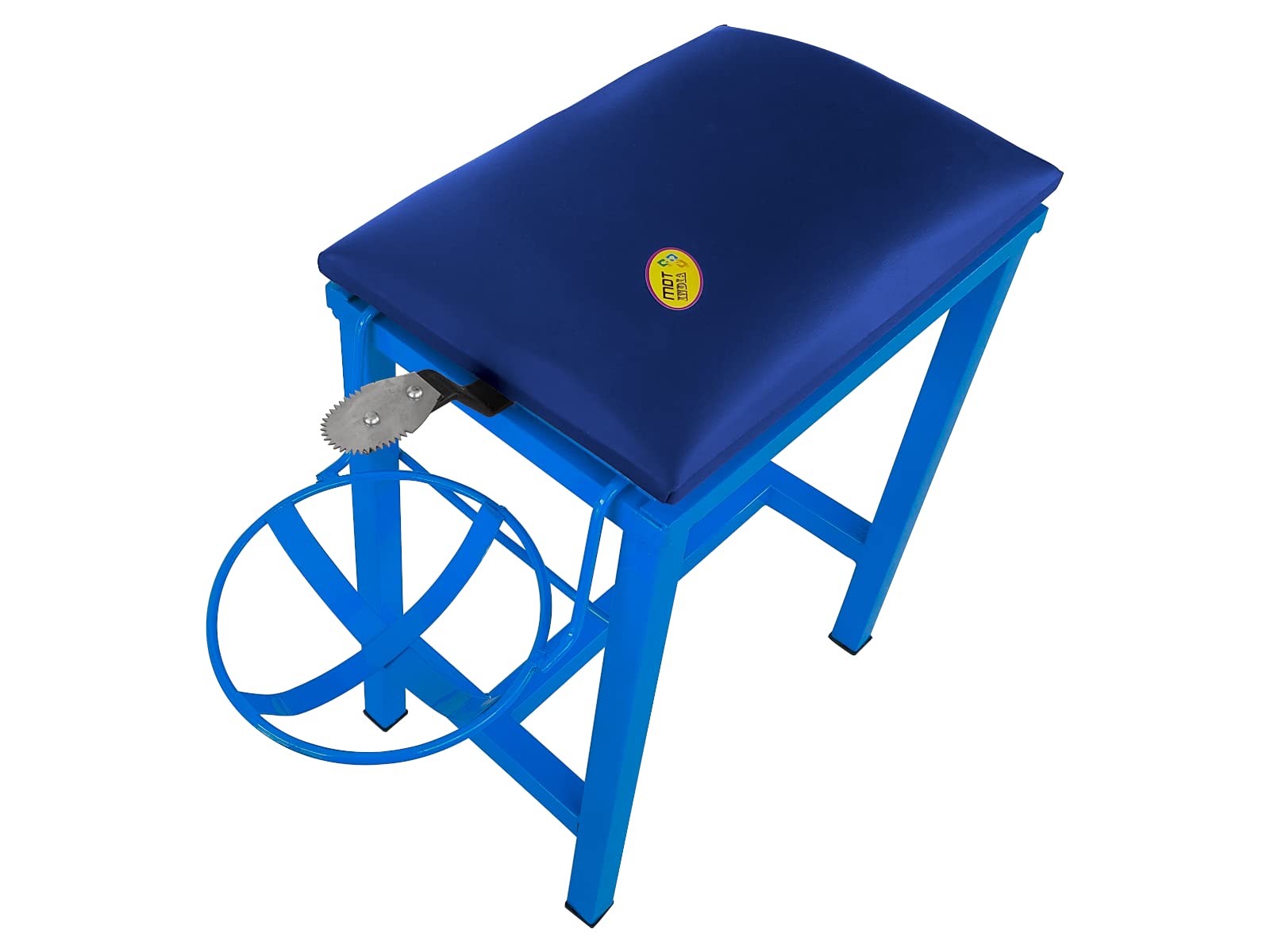 MDT India Coconut Scraper Cum Stool 2 in 1 Foldable Blade and Plate Holder Chirava (Blue, Cushion Stool Iron)