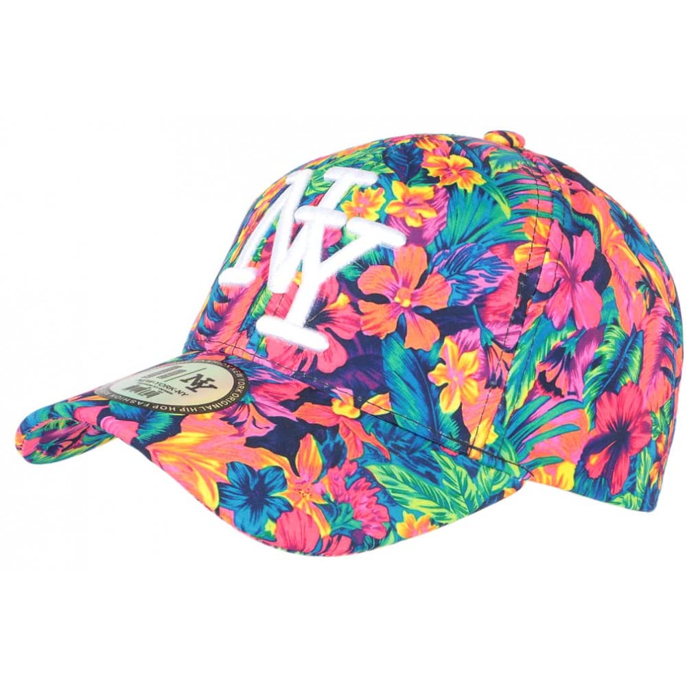 Hip Hop Honour Casquette NY Orange et Bleue Florale Fantaisie Baseball Phuket