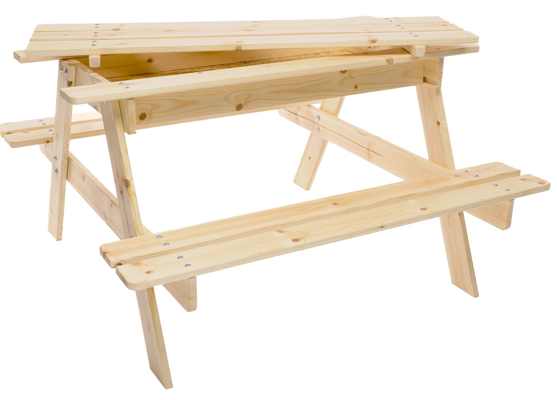 TIMBERA M010-1 Table et Chaise Enfant pour Le Jardin - Salon de Jardin avec Boîte de Rangement - 90x90xH50 cm pour l'Extérieur ou à l'Intérieur