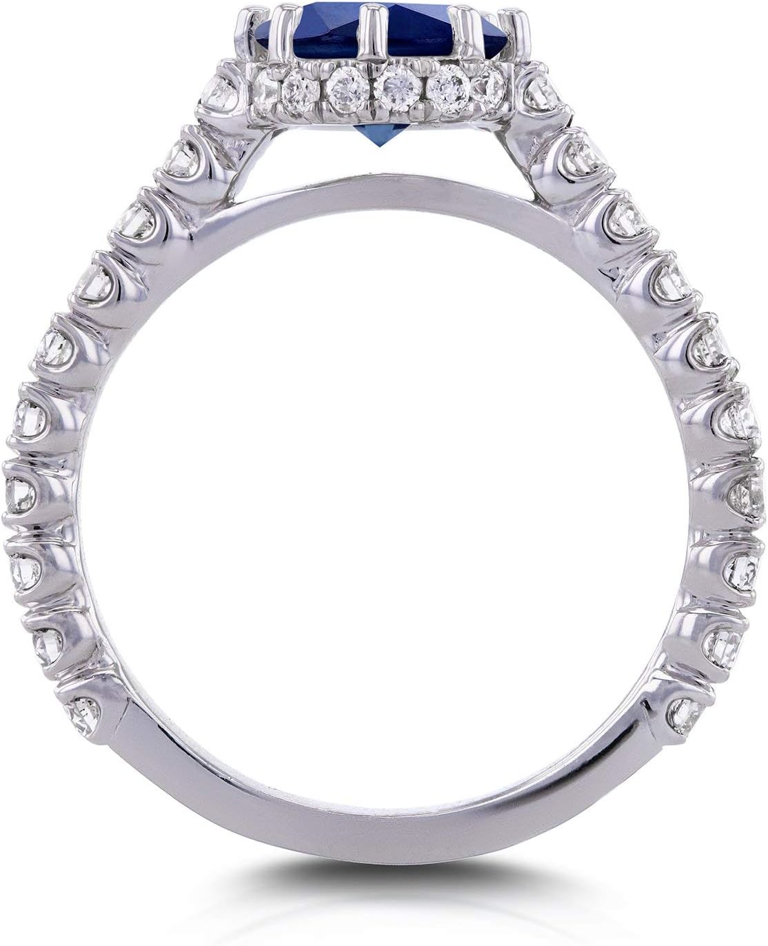 Kobelli Sapphire and Diamond 8-Prong Standing Halo Engagement Ring 1 4/5 CTW in 14k White Gold