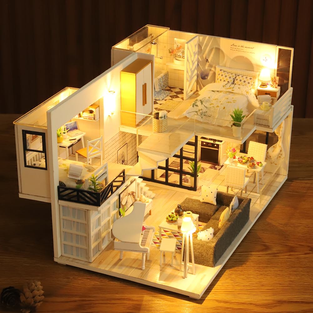 Kit casa in miniatura fai da te, kit creativo per casa delle bambole 3D | Mini per casa delle bambole con mobili per adolescenti e regali di compleanno e Natale, pratica dei p