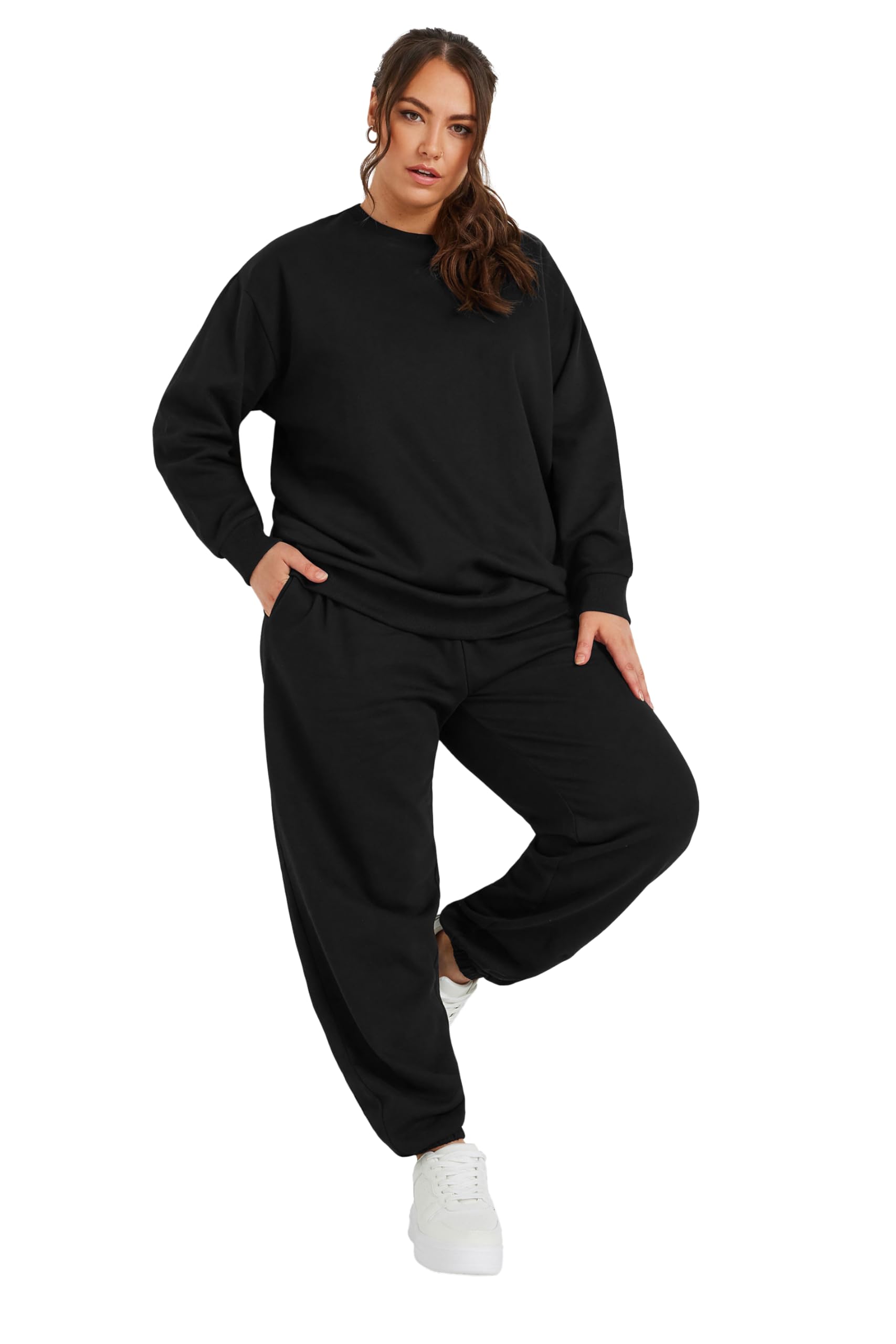 Yours Women's Black Curve Cuffed Joggers - Plus Size Curve
