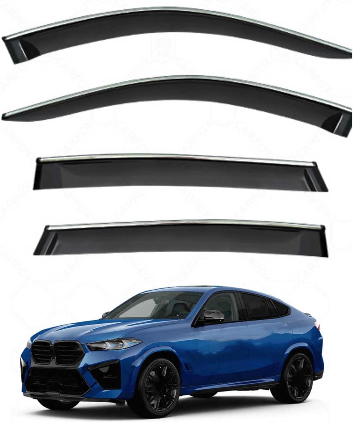 Liufangfc Normal Wind Deflectors For Bmw X6 Mk3-G06 2020-2024 – 4Pc Tape-On Smoked Visors, Weatherproof, Anti-Salt/Snow, Low-Noise