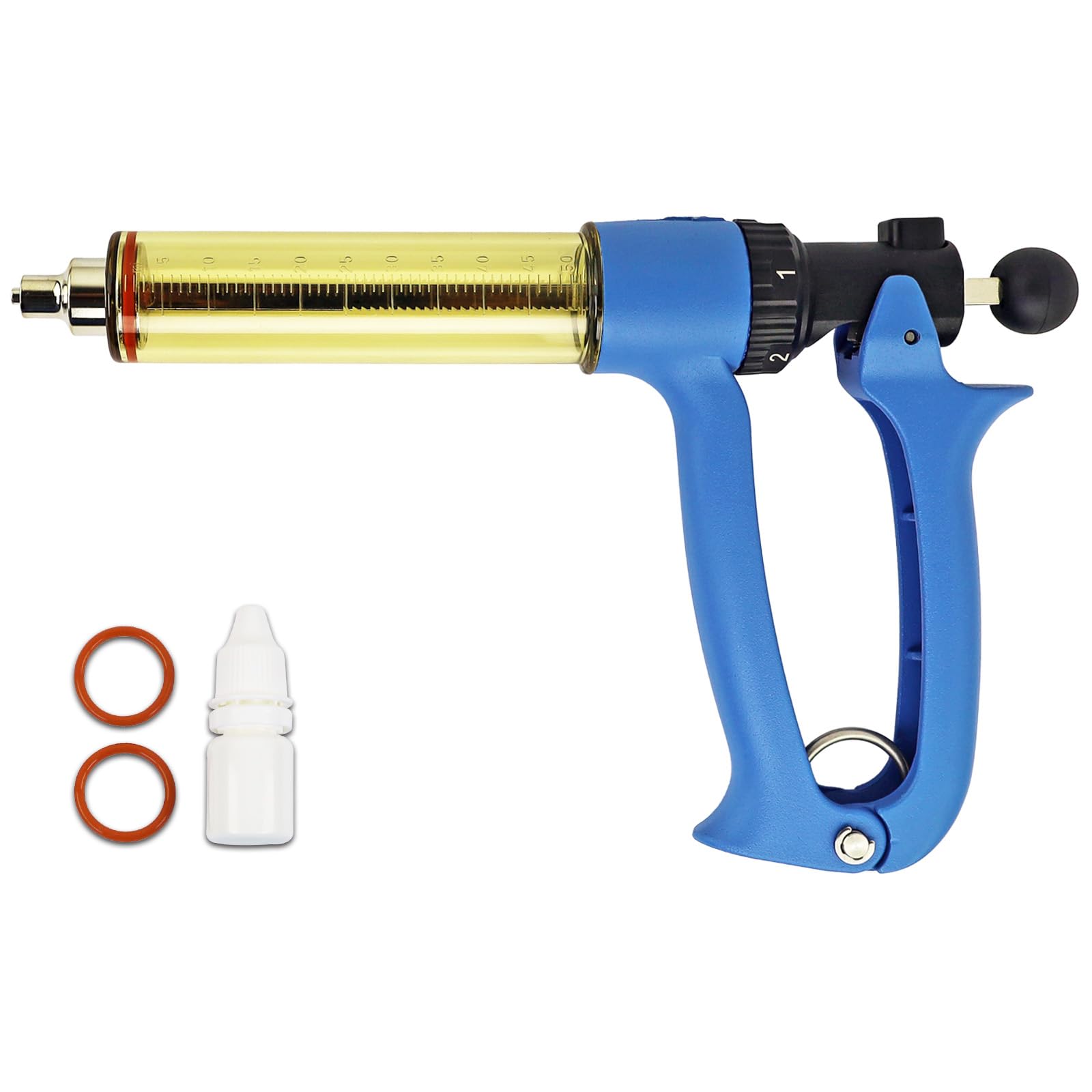 VET.PLUS Siringa automatica per bestiame da 50 ml per mucca, capra, maiale, pecore, pistola vaccinale per bestiame a ripetizione continua, siringa veterinaria con interfaccia Luer Lock regolabile