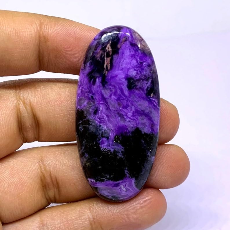 Charoite naturelle cabochon 52x24mm pour création de pendentif