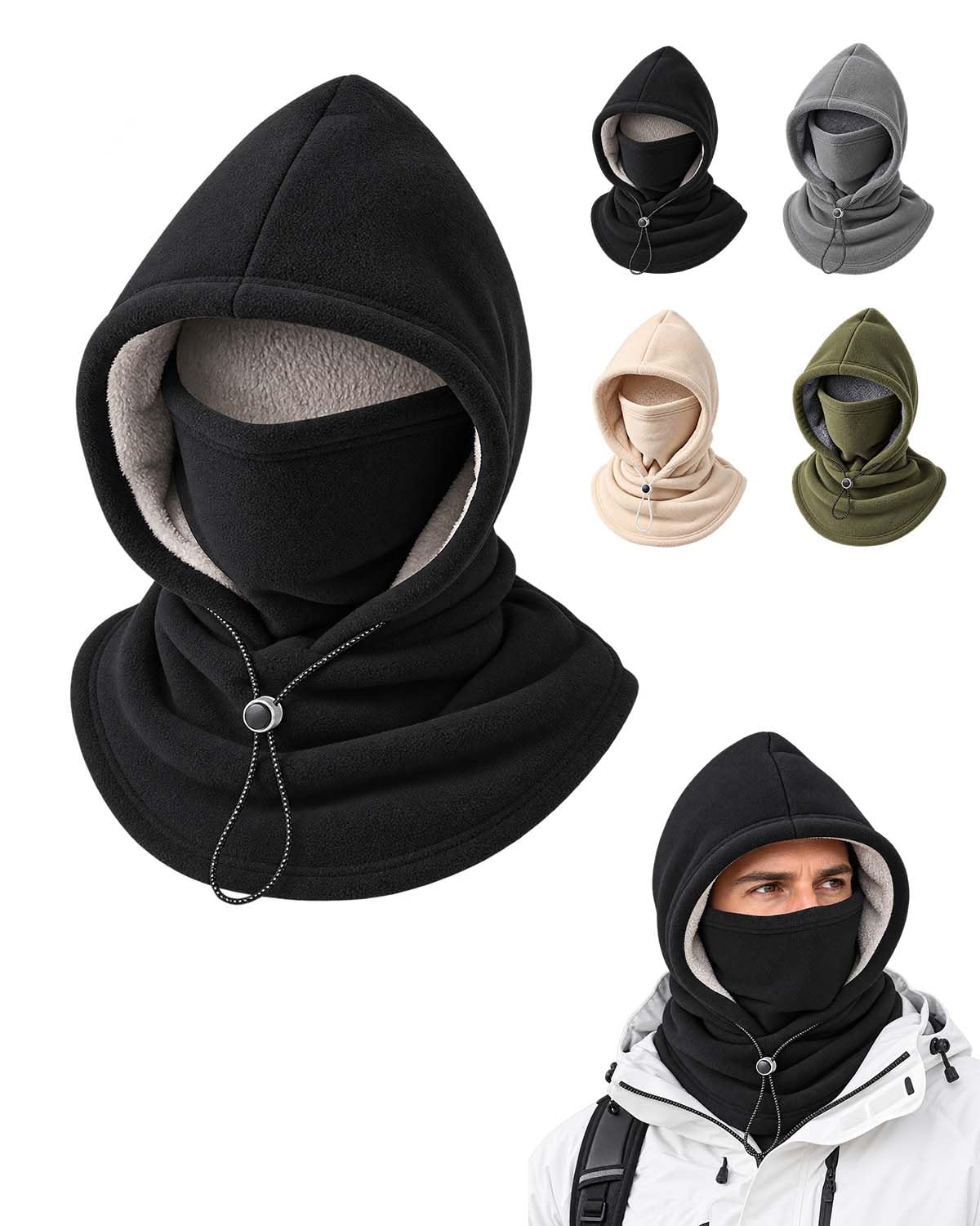 3-in-1 Winter Balaclava Ski Mask, Fleece Hood with Face and Neck Warmer | Soft winter headwear with face and neck coverage for skiing, cycling, hiking and cold-weather commuting
