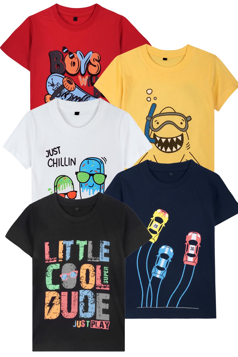 T2F Boys BYS-TSRT-02 T-Shirt (pack of 5)