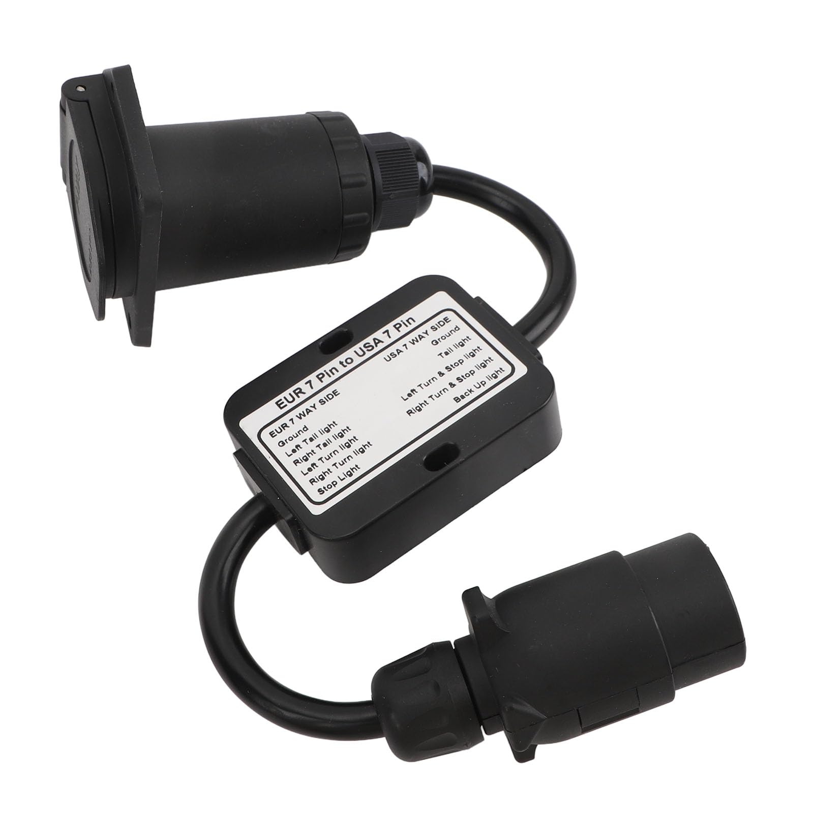 Adaptateur de Prise de Remorque, Adaptateur de Connecteur de Prise EU 7 Broches vers US 7 Broches, avec Convertisseur de Système 3 à 2 Convertisseur de Lumière de Remorque Plug And Play pour Caravane
