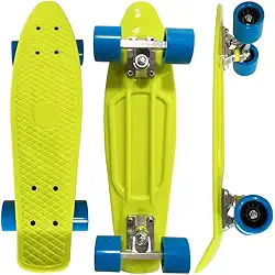Skate Infantil Mini Cruiser Verde Limão 55,5cm até 50kg, DM Radical