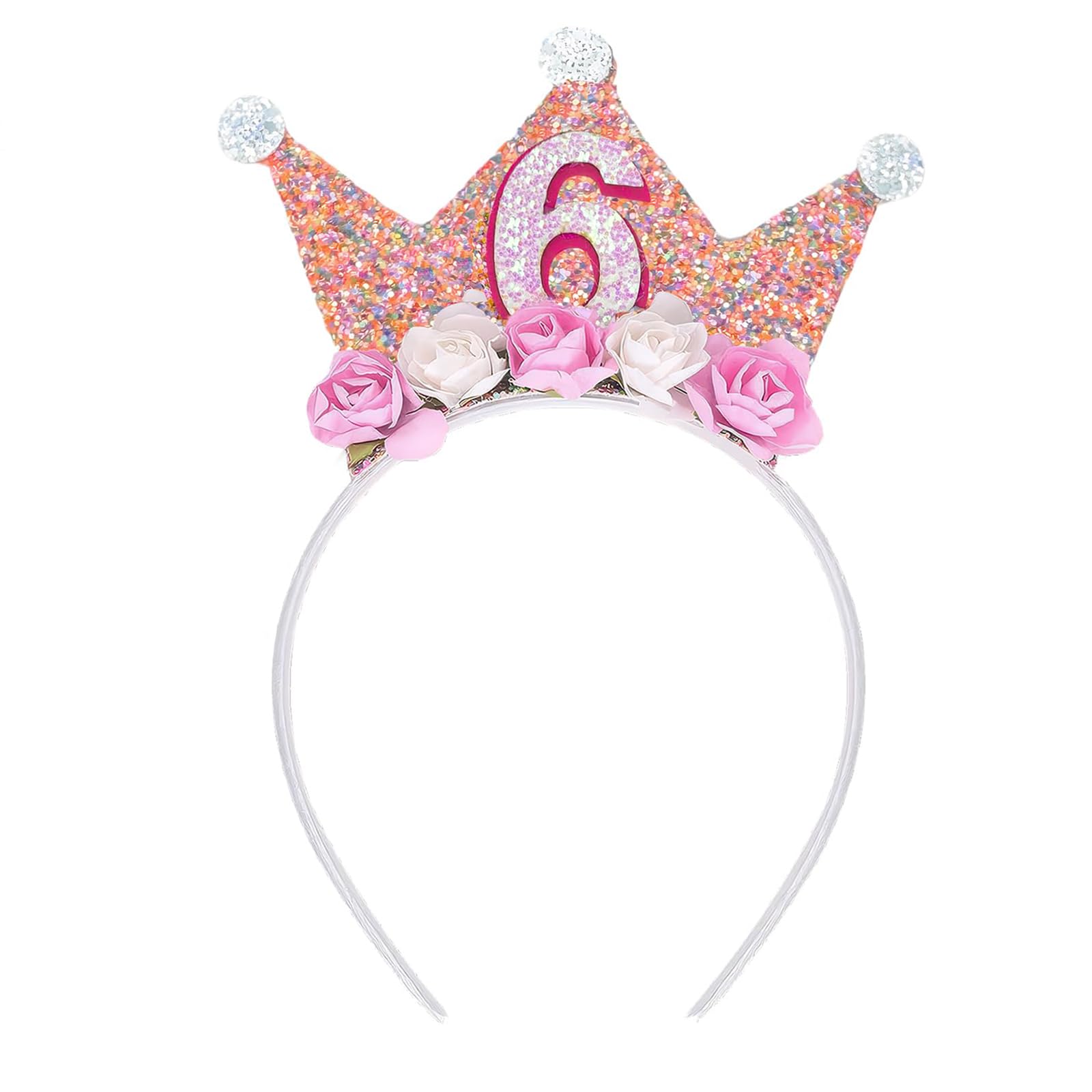 Shirene Pink Birthday Crown Headband, Cloth, Plastic, Foam Princess Tiara, 3-8 Years Old Girls, Female, Festive, Birthday Celebrants