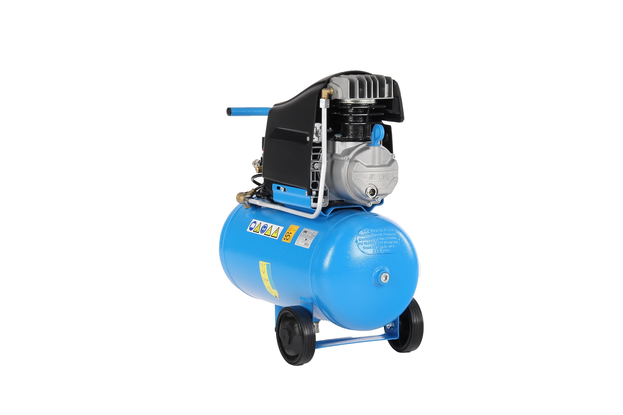 ABAC Pole Position L20 Compresor de Aire, 24 Litros Compresor de Aire, Manómetro Doble, Presión Max. 10 Bar, Inyección de Aceite, Ruedas de Transporte, Potencia 2 HP