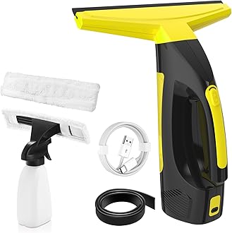 Cordless Window Vacuum Squeegee, Window Vac with Detachable Water Tank and Strong Suction, Electric Window Cleaning Tool for Shower Wall, Mirror, Glass, Car Windshield, Countertop, Tile