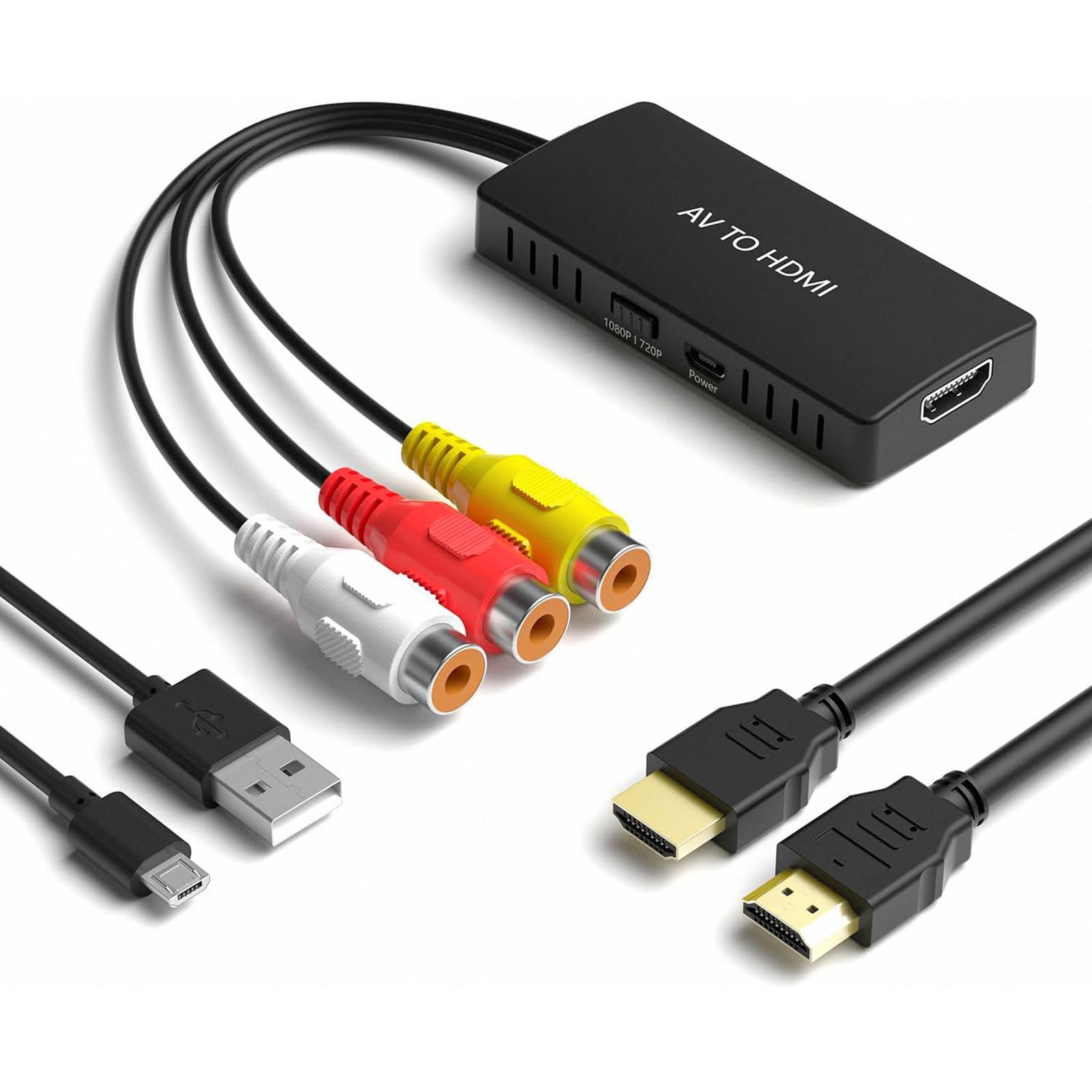 Adattatore HDMI AV a Full HD, RCA a HDMI, Uscita Video Audio per HDTV