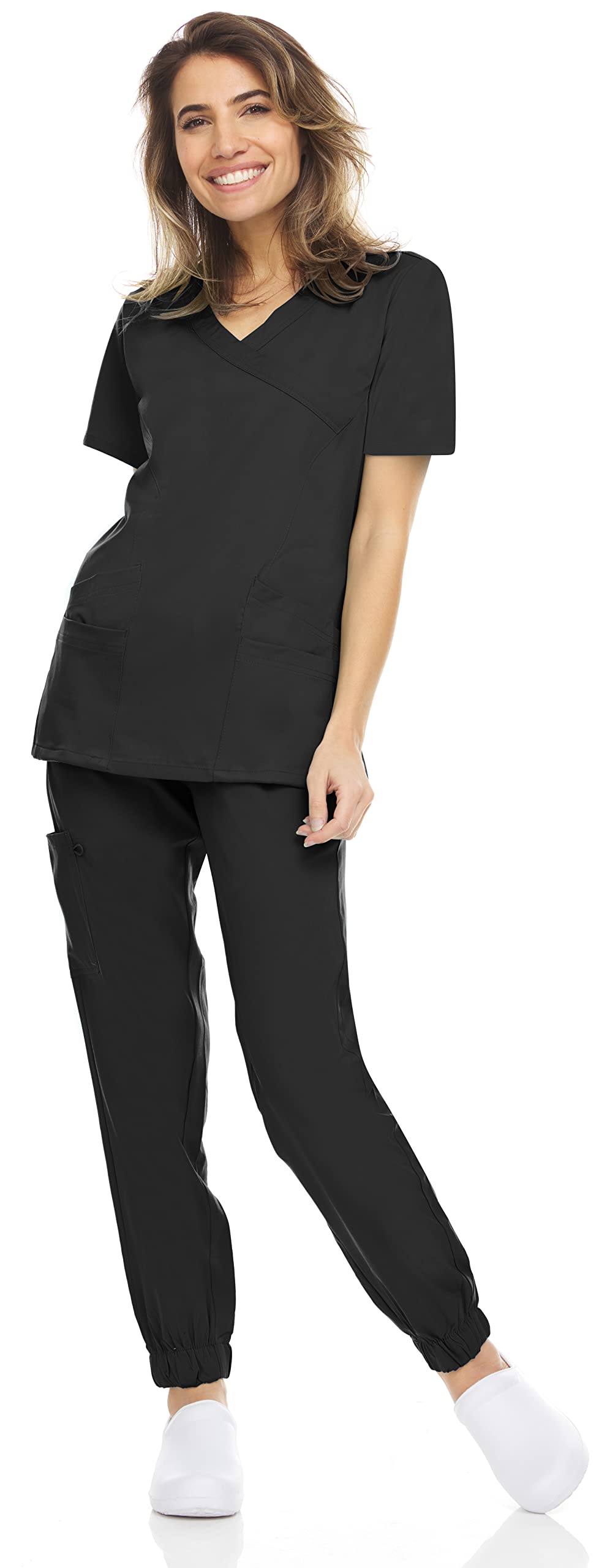 MediChic MINY Women's Stretch Flex Jogger Scrubs Set Medical Nursing Mock Neck Joggers Set