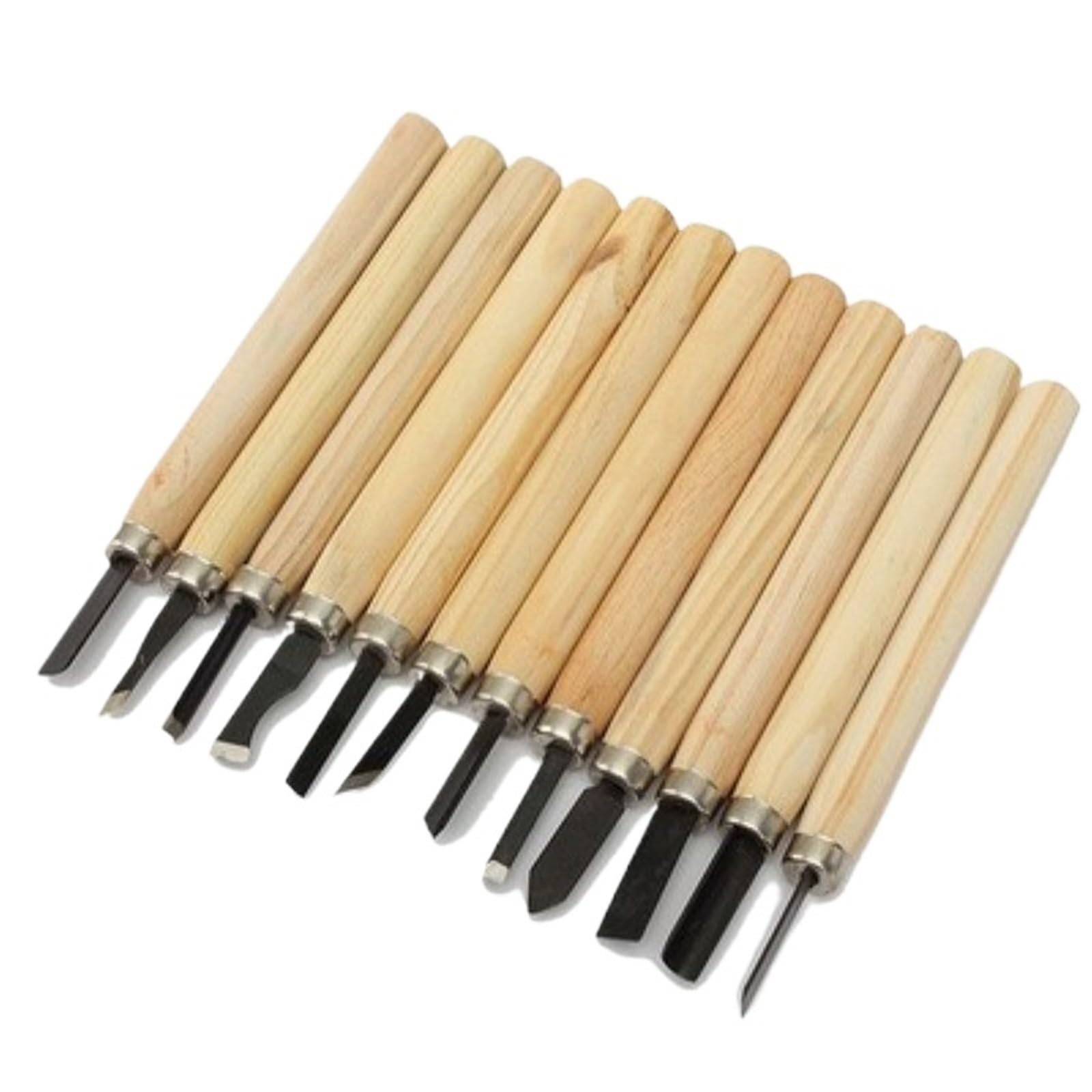 Juego de Herramientas de Mano con Cuchillo cincel for tallar Madera Profesional, 12 Uds., for Tallado básico y detallado, gubias for carpinteros Herramienta de Talla de Madera