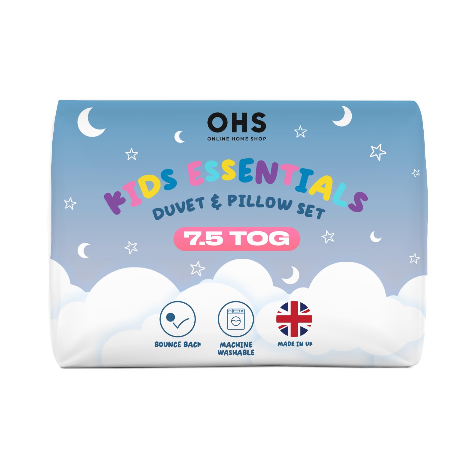 OHS 7.5 Tog Single Duvet and Pillow Set, Anti Allergy Soft Touch Microfibre Lightweight Su...