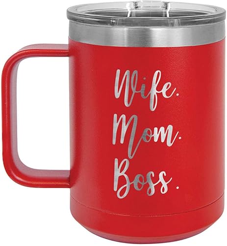 Miniatura 7 de Taza de café con tapa abatible para mujer y mamá jefe de 15 onzas, con aislamiento, ideal para regalo de cumpleaños o Navidad de mujeres o hombres