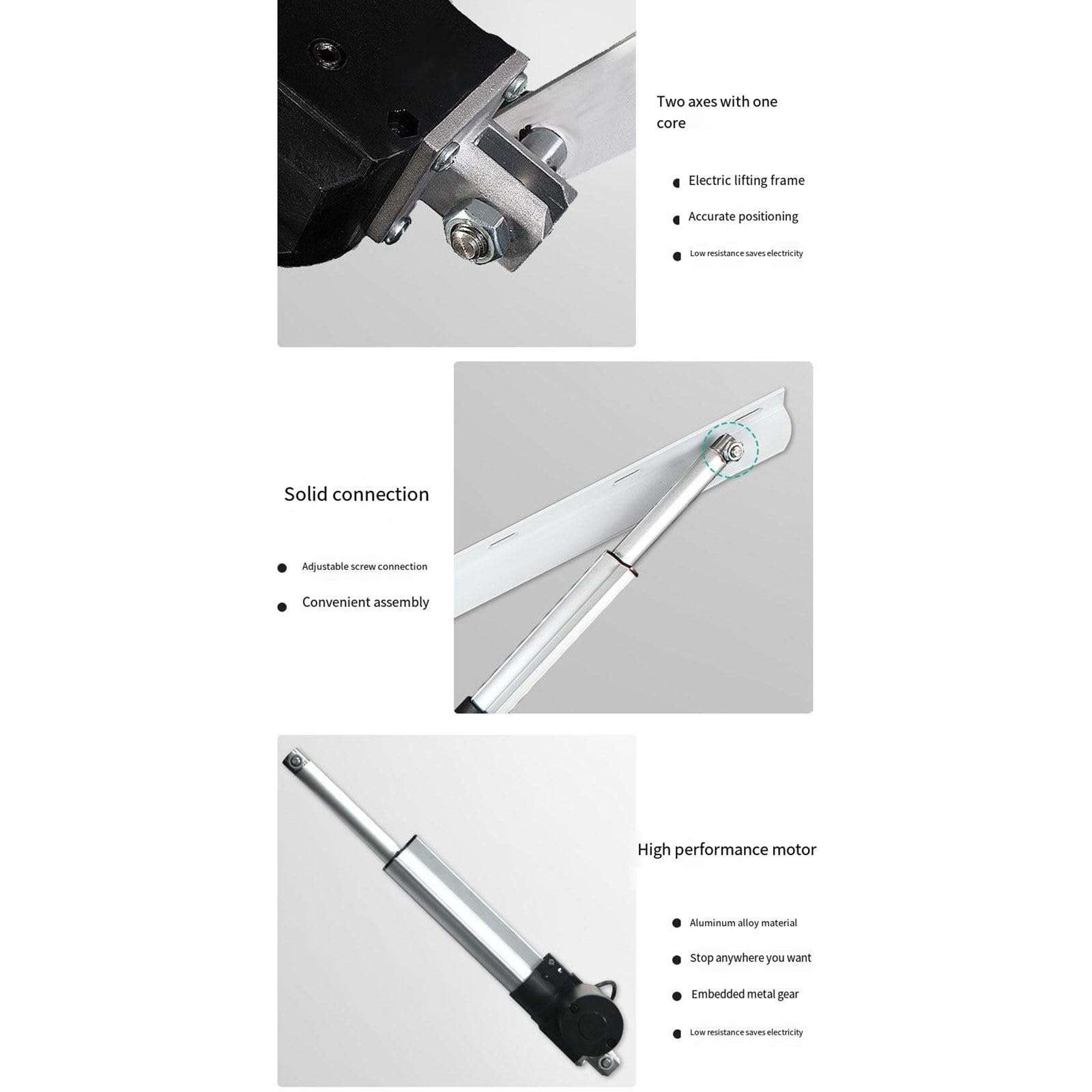 Mécanisme De Levage De Lit De Rangement électrique 2 Pièces, Kit De Levage De Lit à Ressort à Gaz Robuste Pour Boîte De Rangement, Lit, Canapé, Gain De Place,80CM-Black