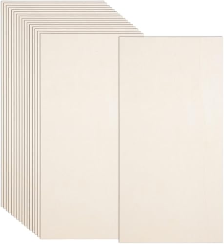 Paquete de 12 hojas de madera contrachapada de tilo de 6 x 12 x 18 pulgadas - 0.118 in de grosor, hojas finas de madera de tilo, hojas de madera