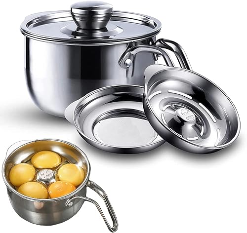 Miniatura 1 de ANGULUSTEC Separador de huevos, herramienta separadora de yema de acero inoxidable con tapa, separador de yema separa varios huevos a la vez (S)