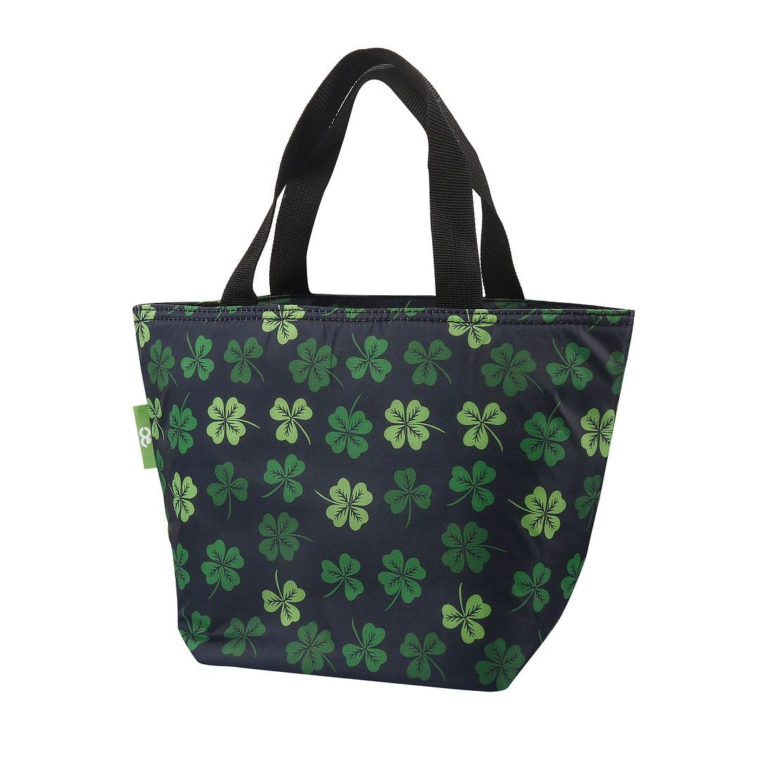 ECO CHIC Lightweight Foldable Insulated Lunch Bag Water Resistant Cooler Bag (Shamrock Black) โ image 1