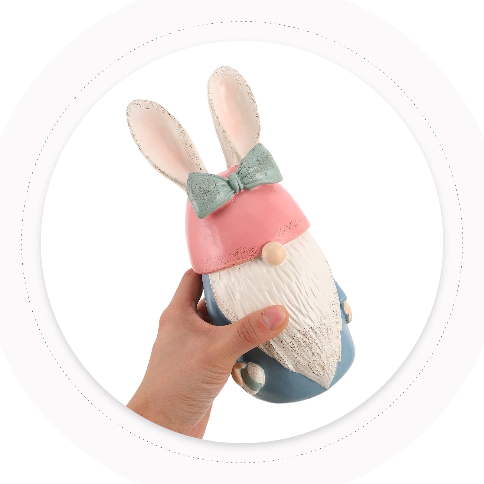 Adorno de Pascua Figura de Conejo de Resina Azul, Decoración Rústica Primaveral para Mesa y Estantería, Estatua Pequeña sin Rostro para Relleno de Cesta y Centro de Mesa