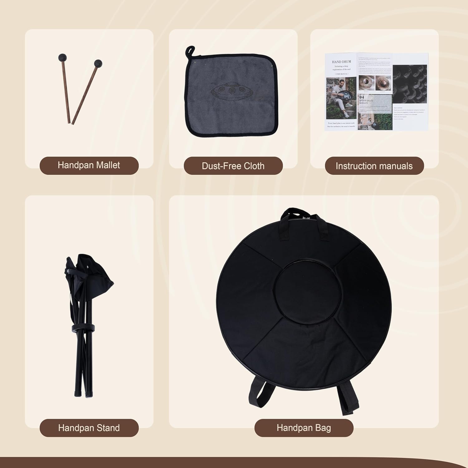Handpan Da 22 Pollici, 17 Note, 440 Hz In Re Minore, Strumento A Percussione In Acciaio, Supporto Resistente E Borsa Da Viaggio, Armonico Professionale Per La Terapia Del Suono
