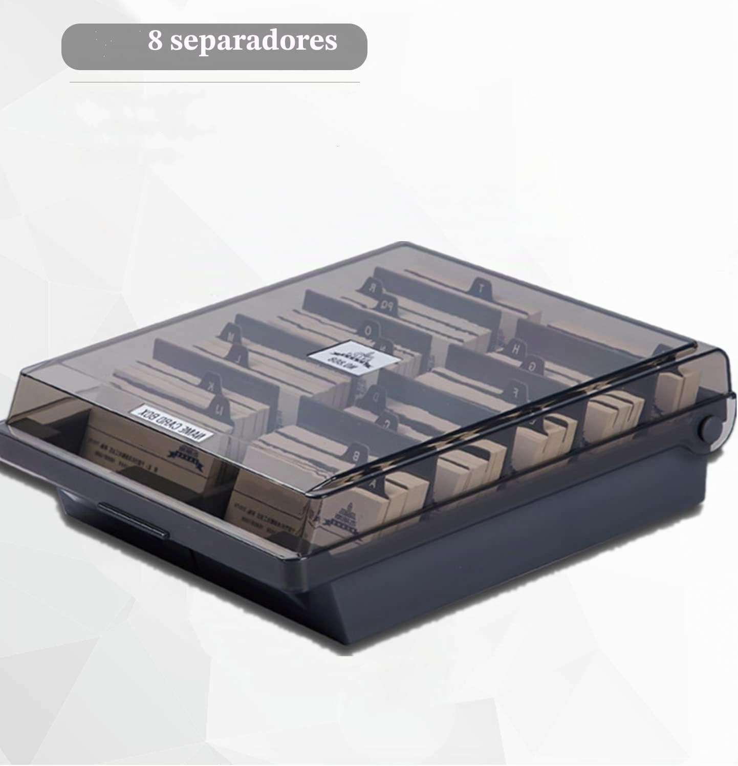 Caja de Organizadora para Tarjetas de Visita,1000 Hojas Capacidad Caja para Tarjeta de Visita con 4 separadores Y Clasificación de Letras A-Z para Escritorio