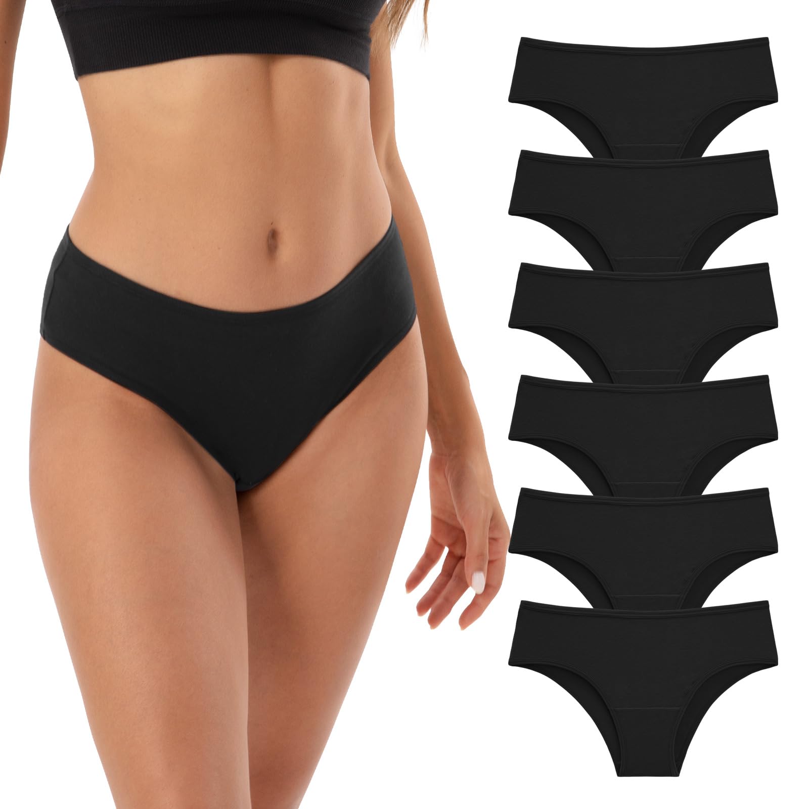 INNERSY Slip Donna Cotone Vita Media Mutande Brasiliana Bikini Mutandine Hipster Intimo Pacco da 6
