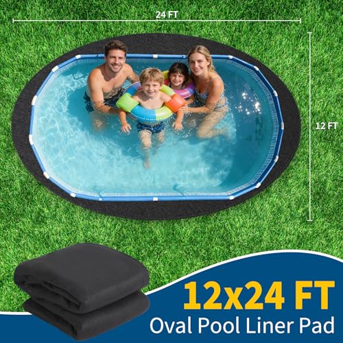 Miniatura 5 de Garvee Tapiz De Suelo Para Piscina Ovalada, Alfombrilla Protectora Antiperforación Y Antimaleza, Base Para Piscinas Desmontables E Hinchables