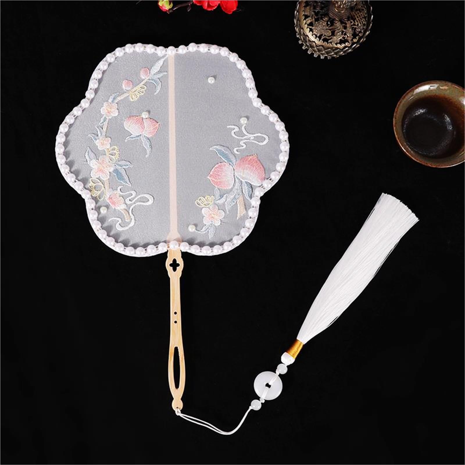 NIRNHYRUR 3 Handheld Embroidered Fans Chinese Style Decoration
