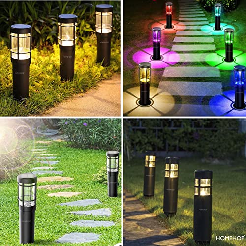 Homehop Solar Powered LED Bollard Pathway Lights for Outdoor Home Garden Waterproof Flickering Decoration Landscape Dancing Lamp (ABS, Warm, Multi-Color)